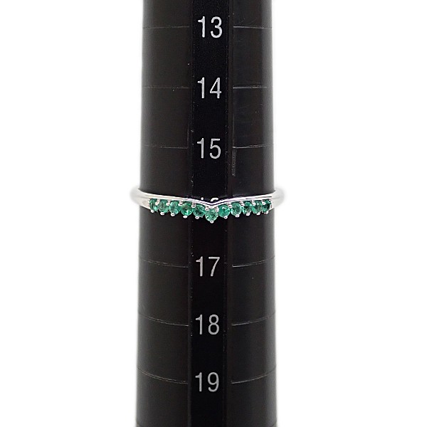 GSTV Emerald ring K18 white gold V-shape slender Used 908421