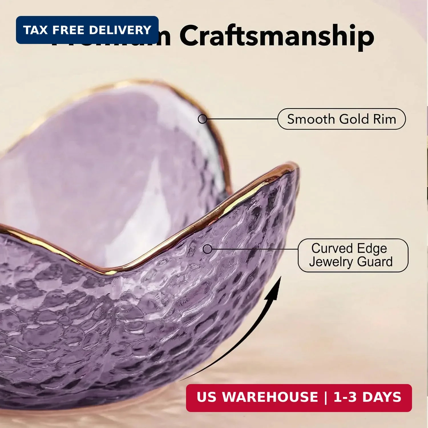 Purple Flower Jewelry Dish Glass Ring Holder Dish Jewelry Tray Cute Vanity Organ