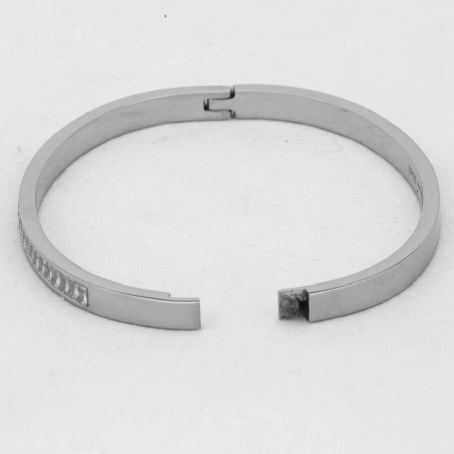 Women’s 6.5″Stainless Steel 4mm CZ Icy Bling Bangle,Bracelet High Polish*Box