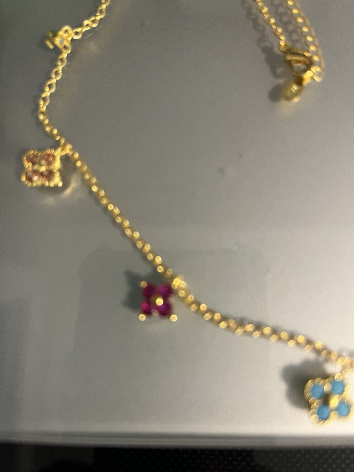 Sparkling Crystal Necklace 17”Marked 925