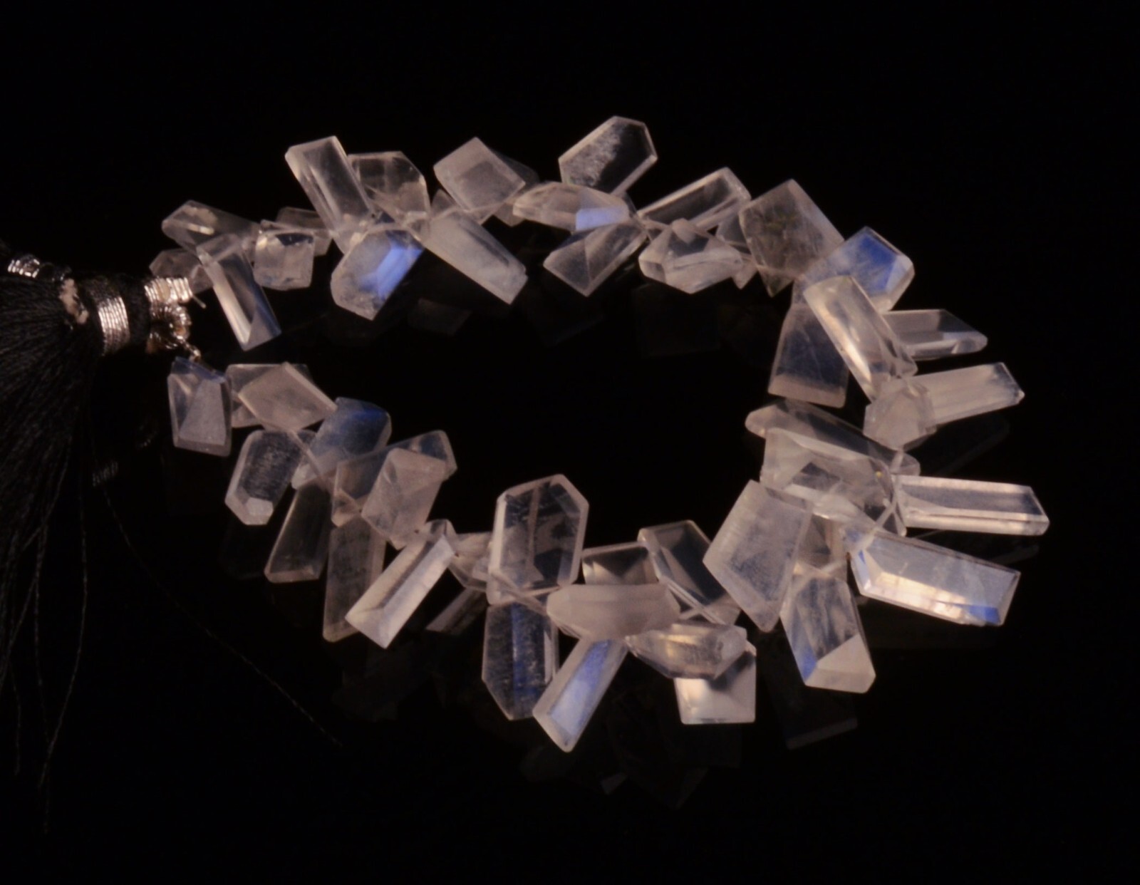 Blue Fire Rainbow Moonstone 9 to 15 mm Size Cutstone Beads 7″ Strand