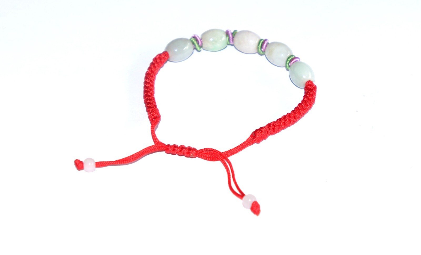 Macrame Friendship Adjustable Red Cord Feng Shui 5 Jade Beads Charm Bracelet