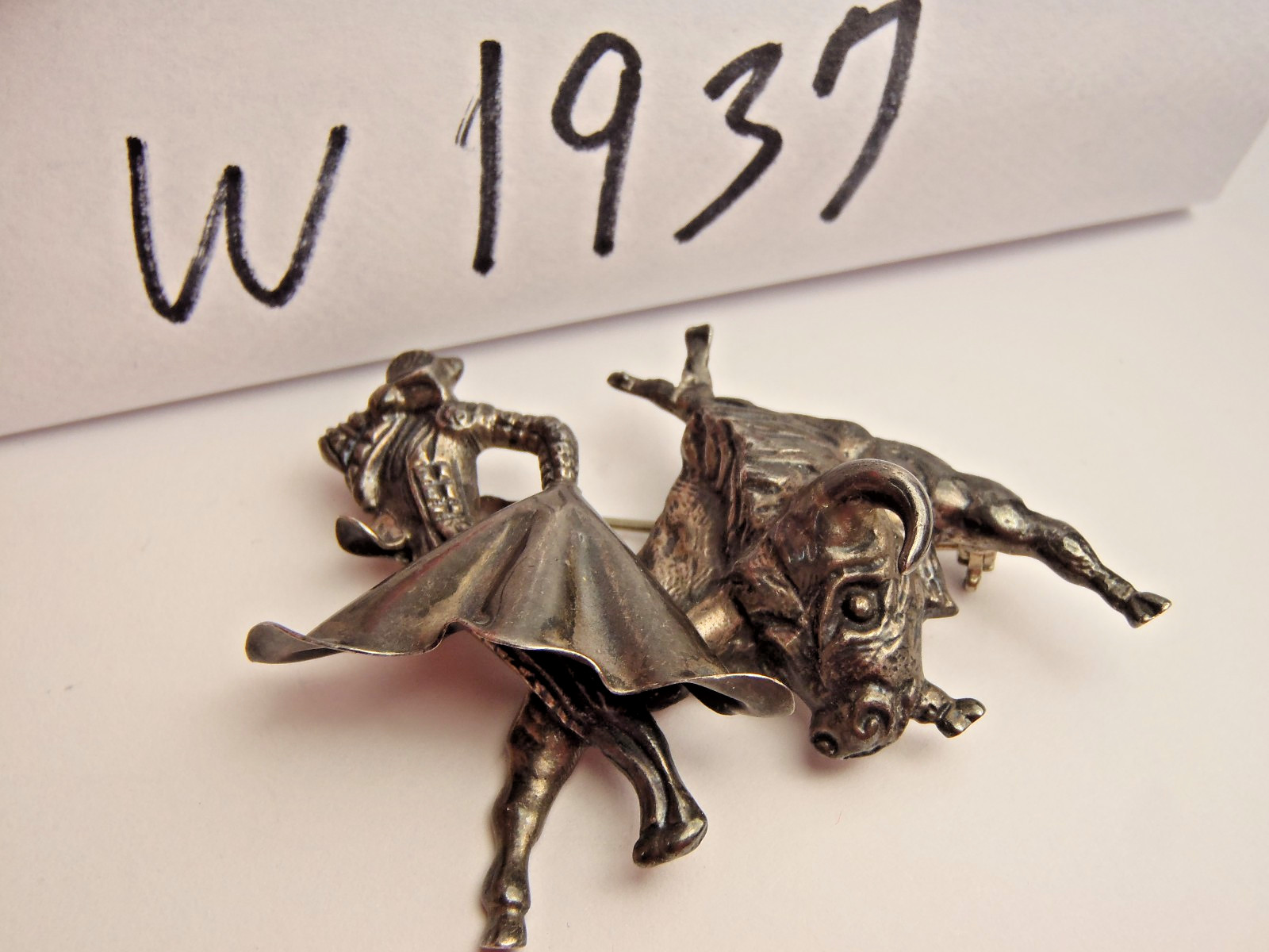 Mexico Sterling Silver Marcel Boucher Large 2 1/4″ Matador & Bull Brooch Pin