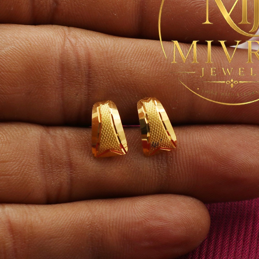 22ct Seal Pure Gold Halo Earrings 1.1cm Lightweight Women Fine Jewelry Gift 1.8g