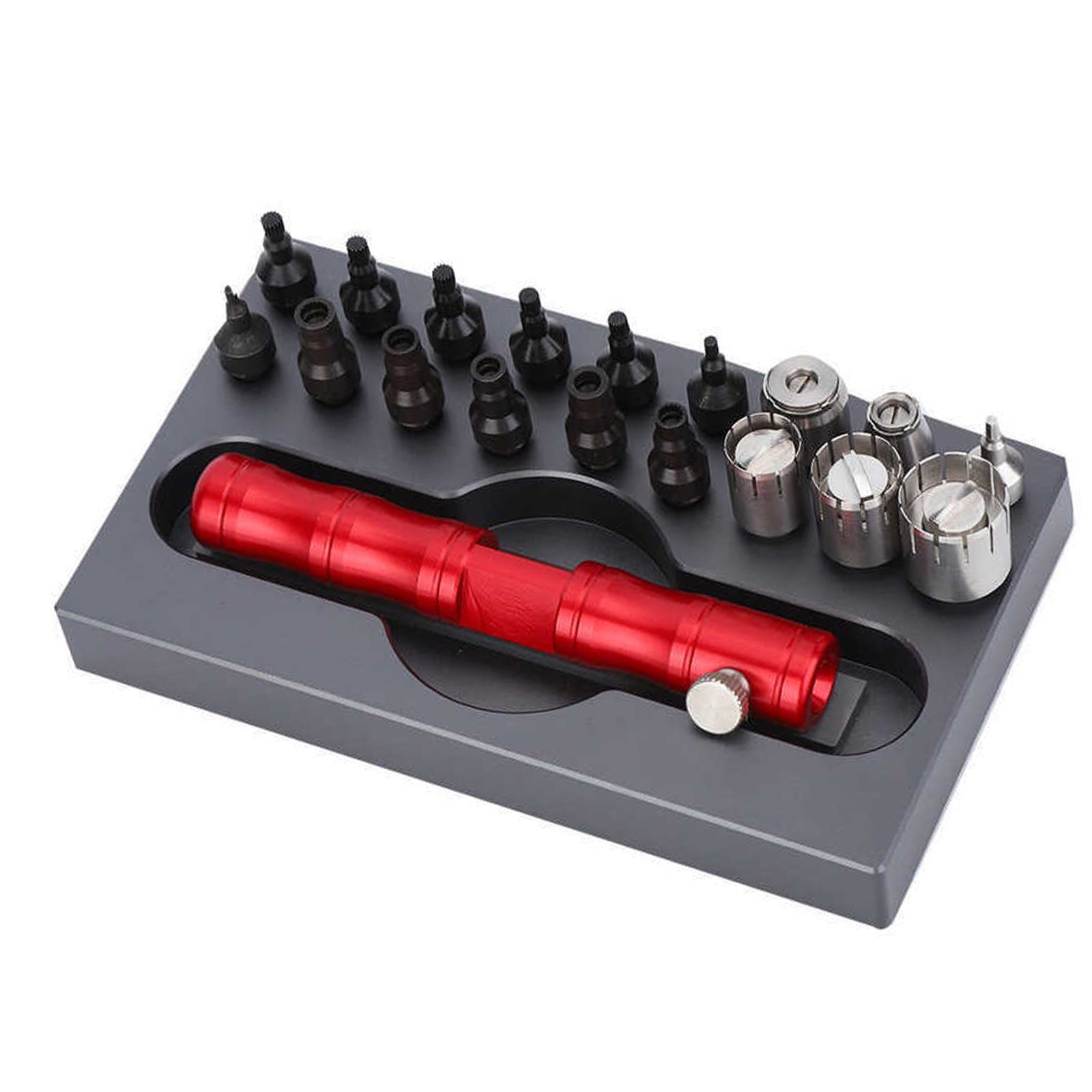 Watch Crown Tube Removal & Installation Tool Pusher Battery Case With Nozzles