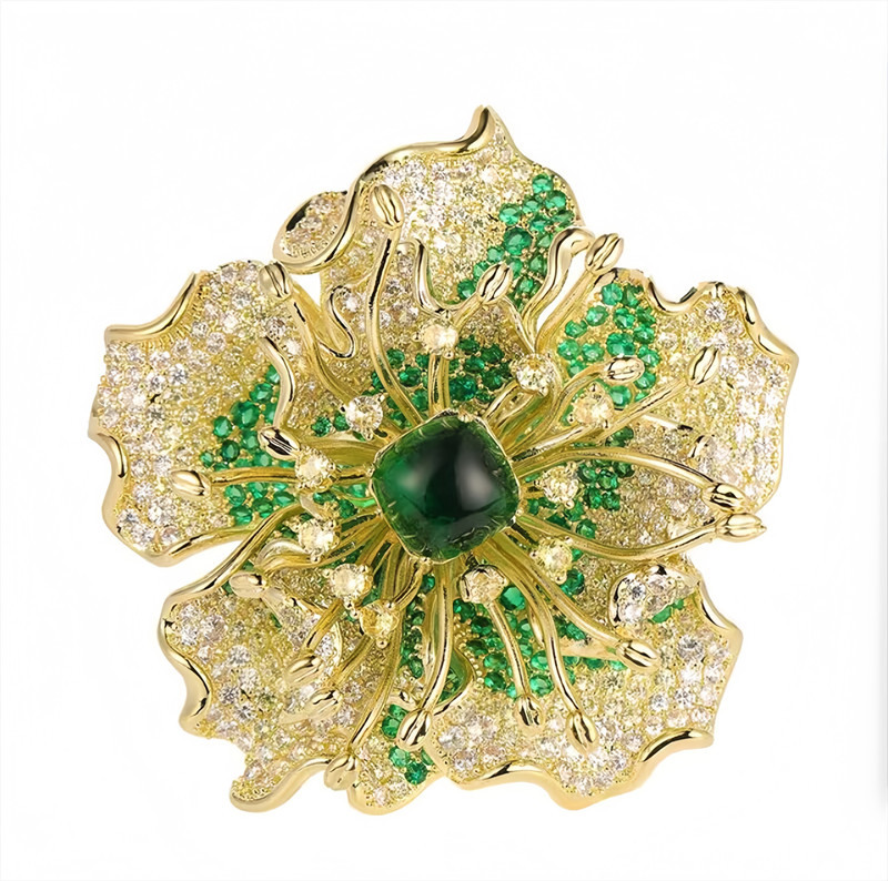 Handmade Custom Green Large Peony Flower Brooch With High Quality Design Brooch