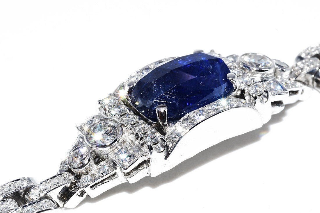 $32,999 11.70CT AGL CERTIFIED NATURAL NO HEAT SAPPHIRE & DIAMOND BRACELET 14K