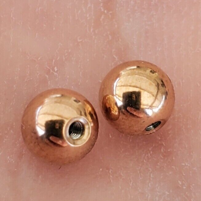2 Rose Gold Color 18g 16g 14g Externally Threaded Replacement Balls Color