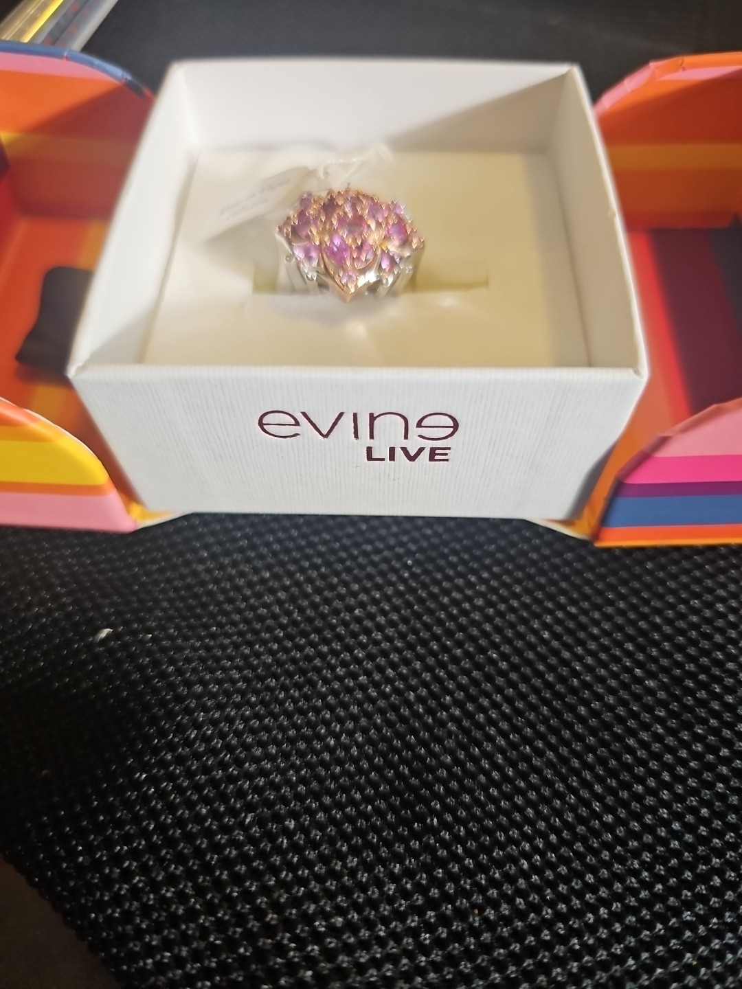 Gems En Vogue 5.12 Ctw Palladium Silver Multi Stone Pink Sapphire Ring Size 8