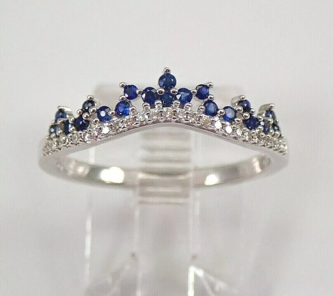 2Ct Round Cut Simulated Sapphire Pretty Engagement Ring In 14K White Gold Plated