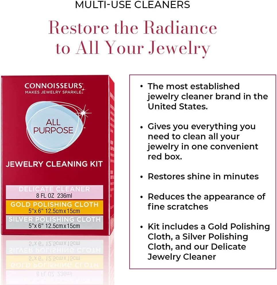 Ultimate Jewelry Care Kit: 8oz Cleaner & Dual Polishing Cloths for a Brilliance