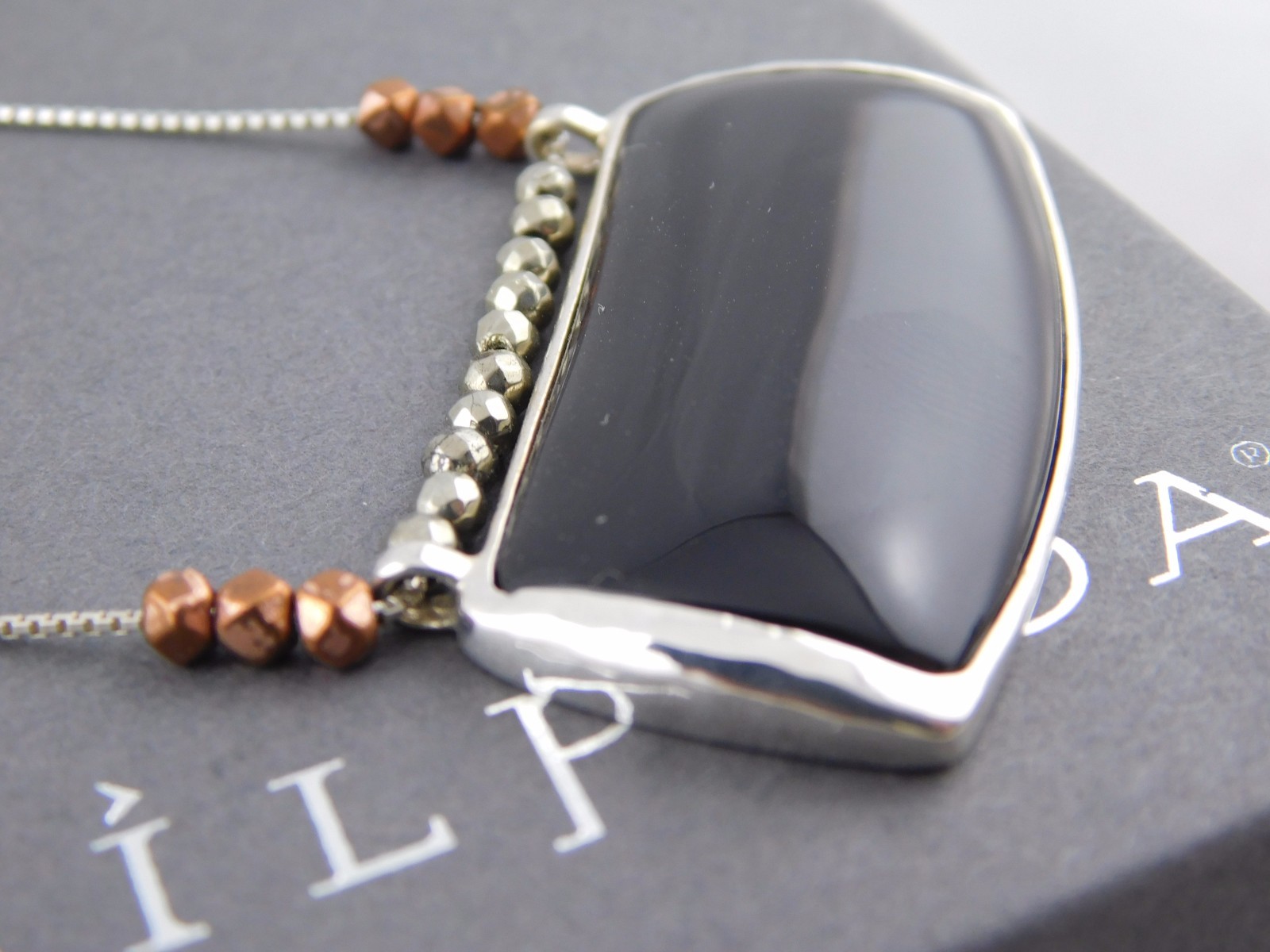 NEW Silpada Sterling Silver Brass Copper Pyrite Agate “SABLE” Necklace N3436