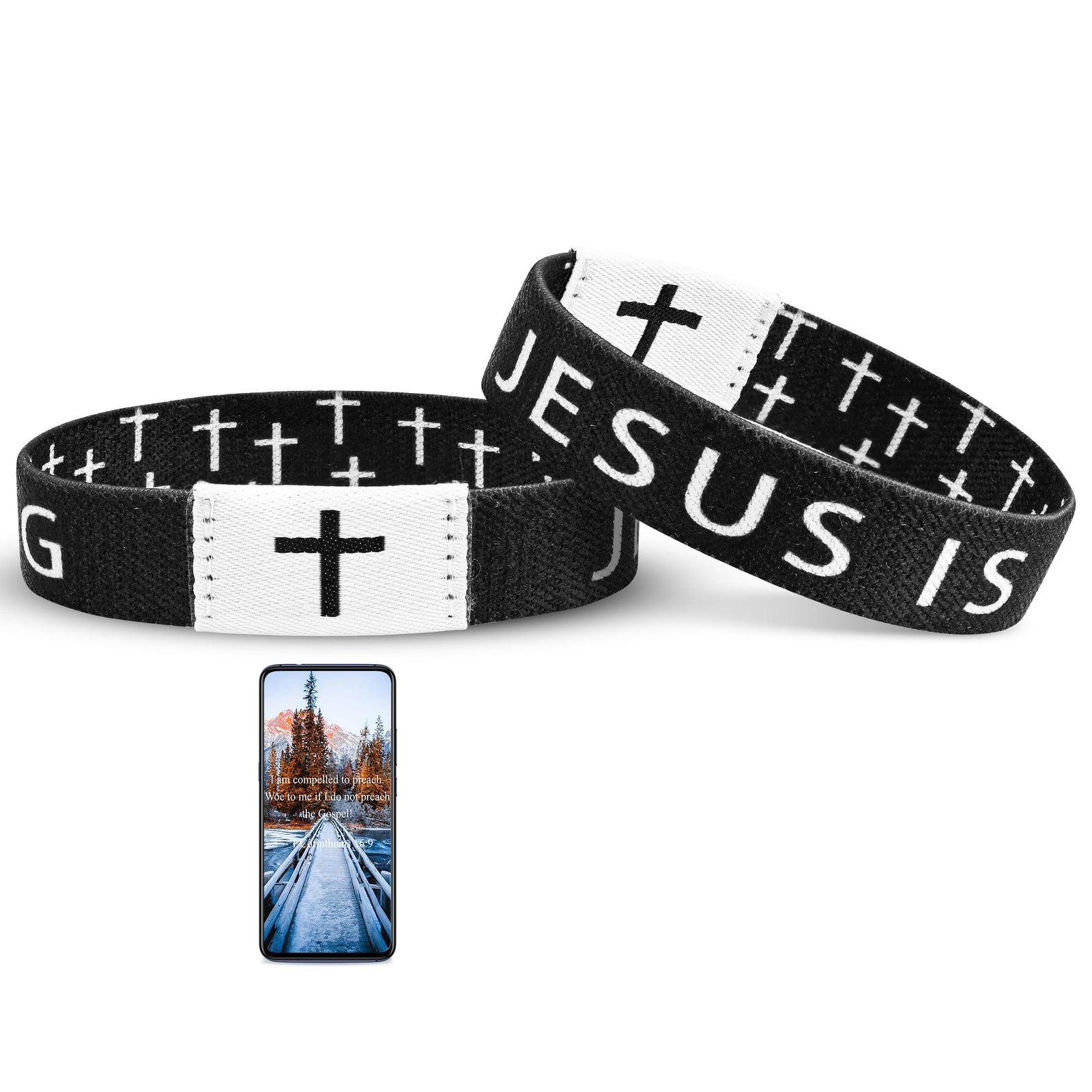 Pmormyy Daily Bible Verse Jesus is King Bracelet, Christian Jesus Wearable Br…