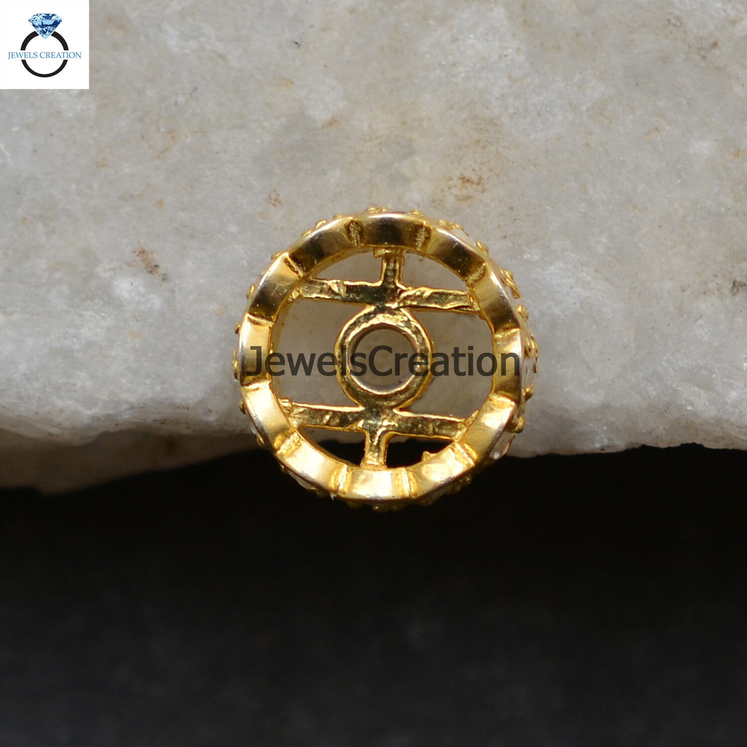 Natural Pave Diamond Wheel Beads 925 Solid Silver Finding Gold Vermeil Jewelry