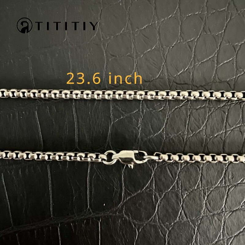 Titanium Necklace Width 3mm Square Box Sub Chain Antiallergic Trend Chain 23.6″