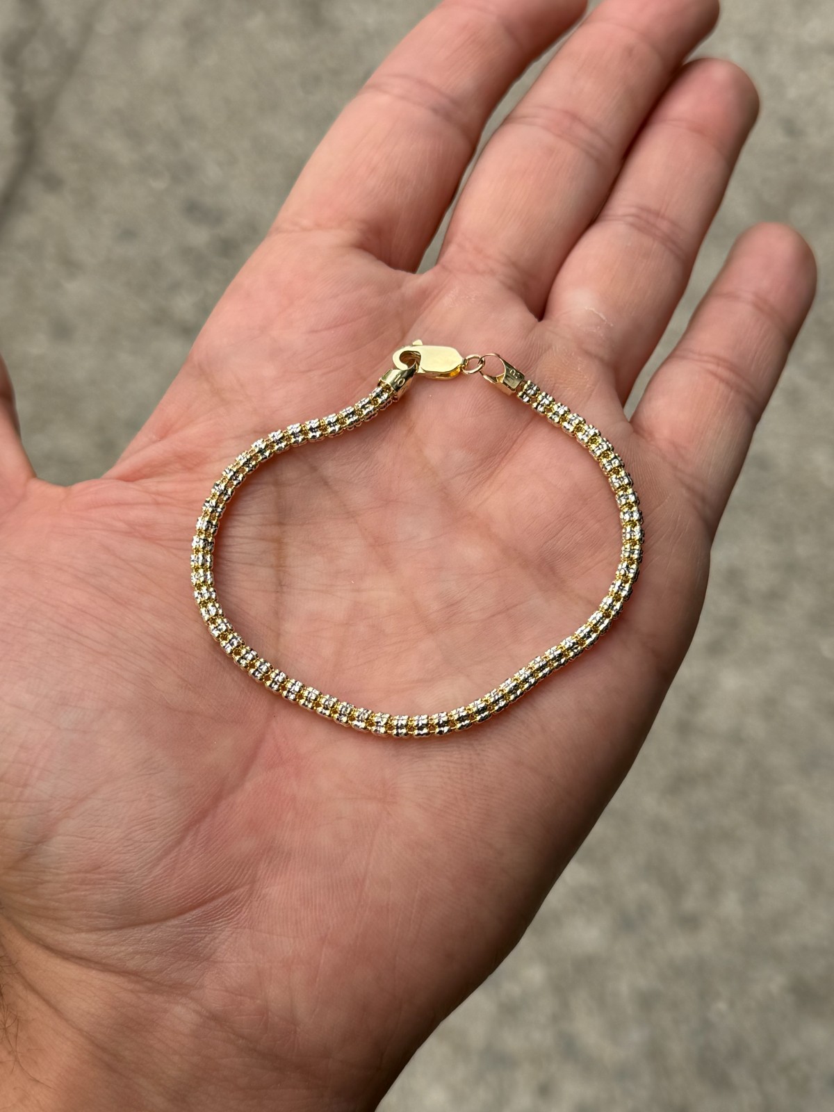 10K Yellow Gold 3.2mm Ice Link Chain Bracelet 7.5” Inch