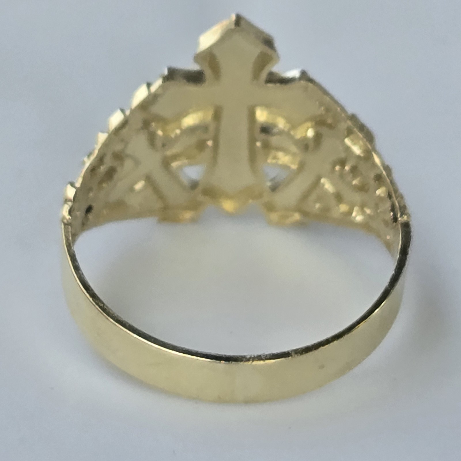 Solid 10k yellow Gold Nugget Triple Cross Ring Size 8 9 10 11 12