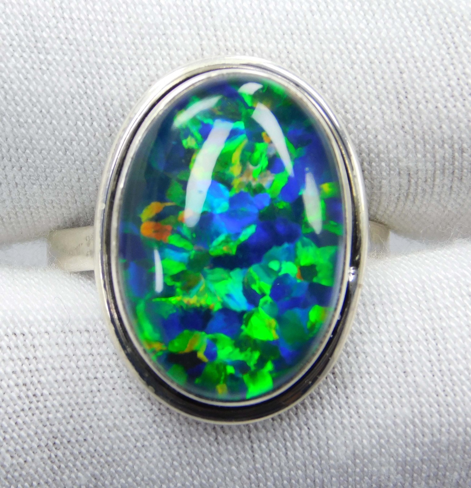 22.65 Ct Natural Australian Aura Opal Ring 925 Sterling Silver Handmade