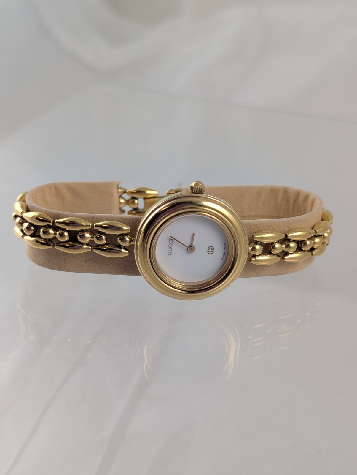 AUTHENTIC GUCCI 1100 L BEZEL RICE LINK WATCH w/ 6 Bezels/ EXCELLENT