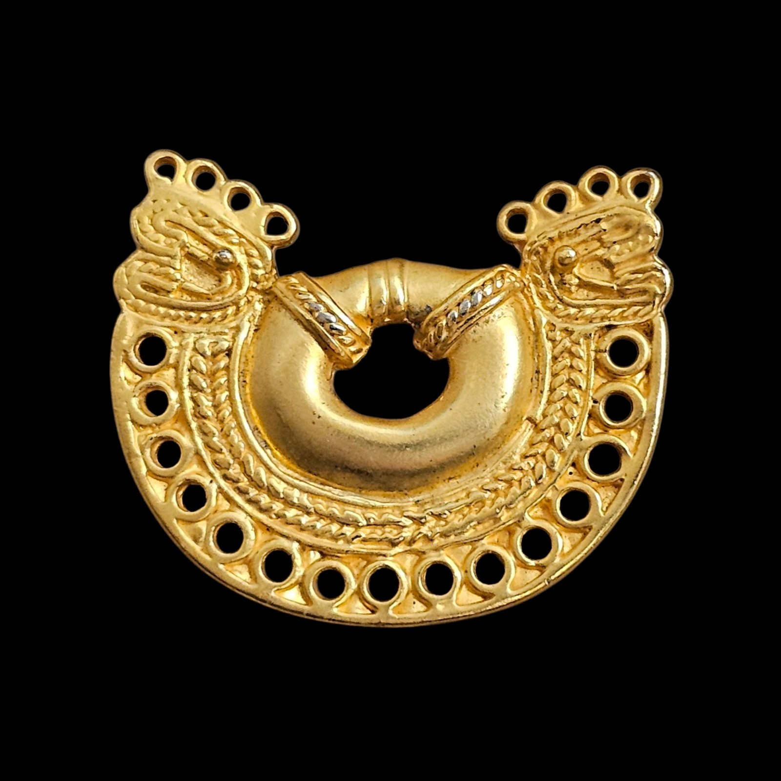 Vintage Pre-Columbian Tairona Museum Replica 24kGP Brooch Pin
