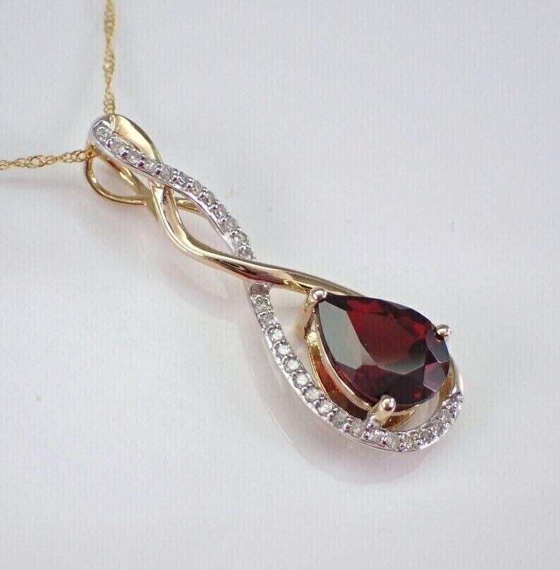 2Ct Pear Cut Simulated Red Garnet Fancy Charm Pendant In 14K Yellow Gold Plated