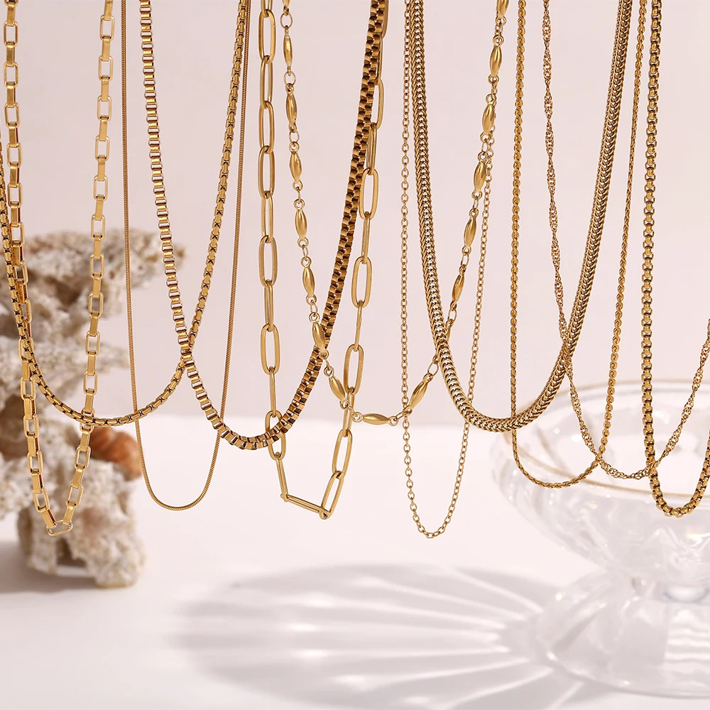 Water Wave Chain Necklace Stainless Steel Snake Link Multiple Wear Jewelry