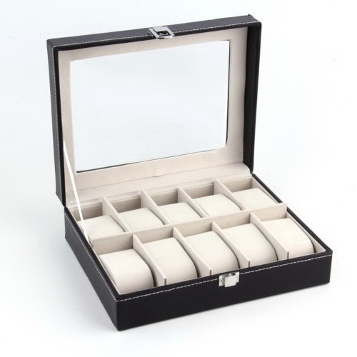 10 Compartments High-grade Leather Watch Collection Storage Box(US Sock)