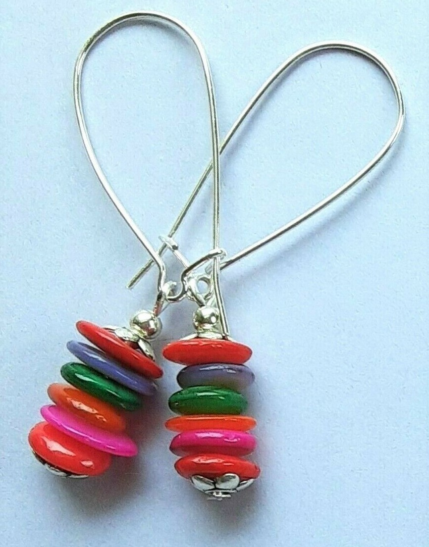 CARNIVAL SHELL Color DROPS kidney wire or leverback CHOOSE X2