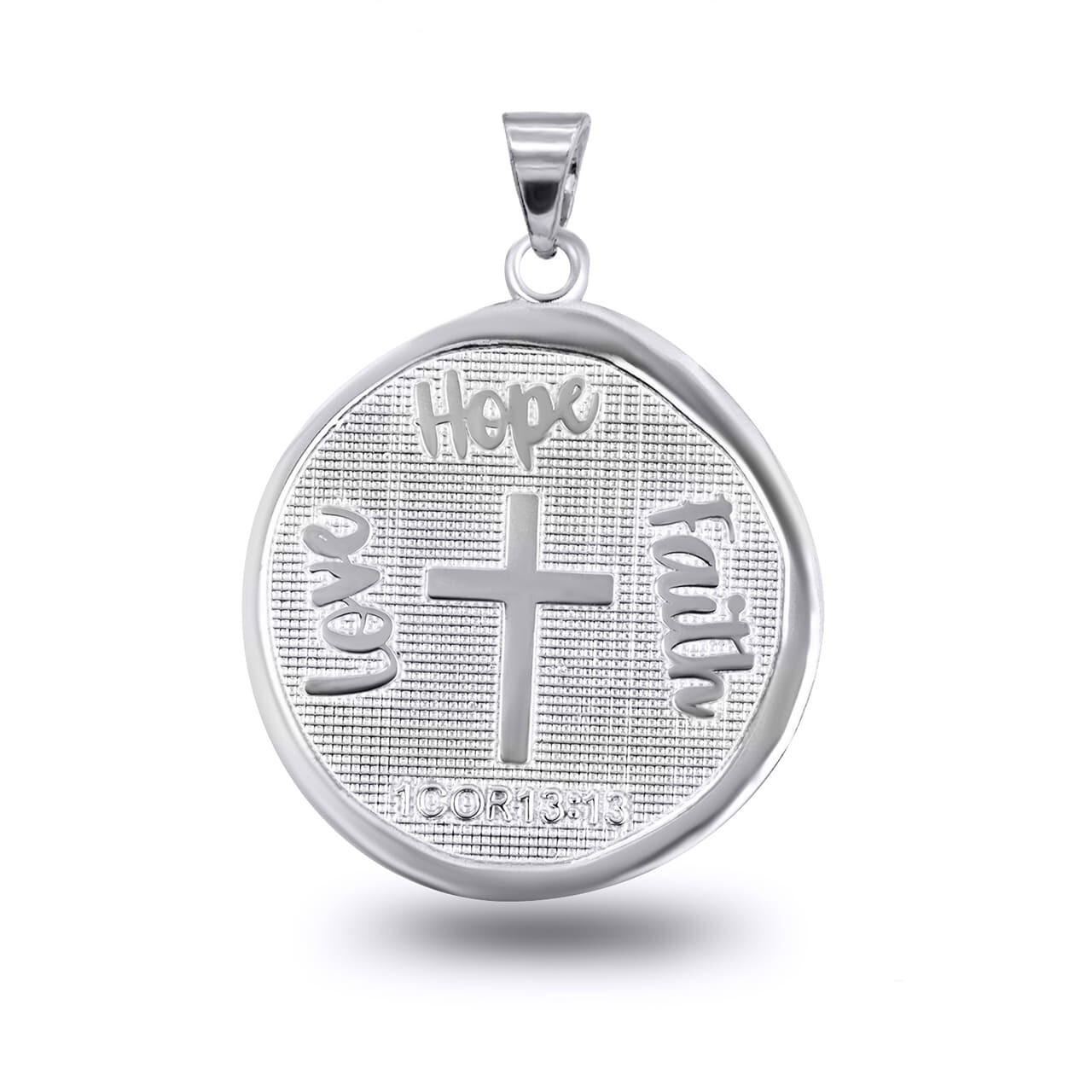 Gold Love,Hope,Faith Prayer Bible Verse 1 Cor 13:13 Necklace (Yellow/Rose/White)