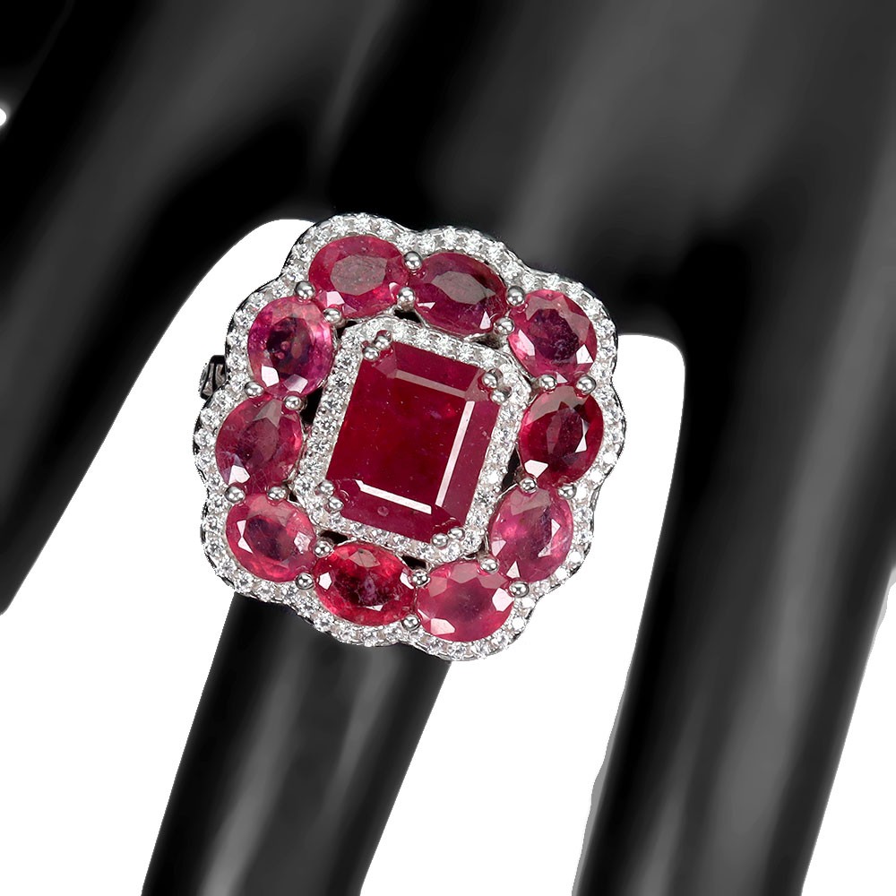 925 Sterling Silver Ring Octagon Ruby 9x7mm Ruby Natural Gemstone Jewelry Sz 7.5