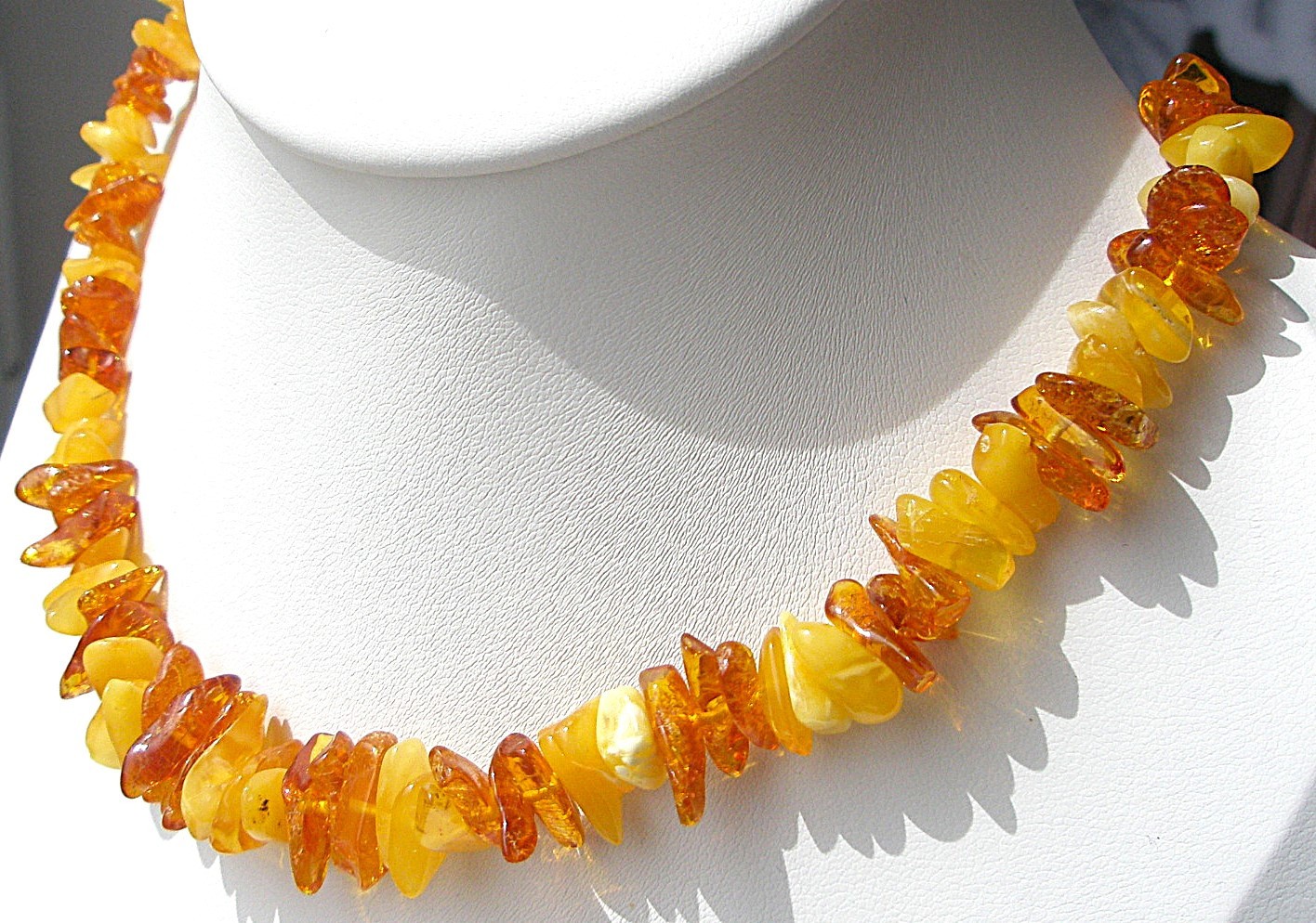 Genuine Baltic Amber Chip Necklace Boho Egg Yolk Cognac 45 cm – 17.7”, 18 gram