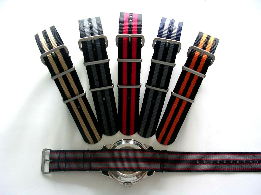 NATO G10 ® Premium Nylon RAF Military watchband strap Bond stripe IW SUISSE USA