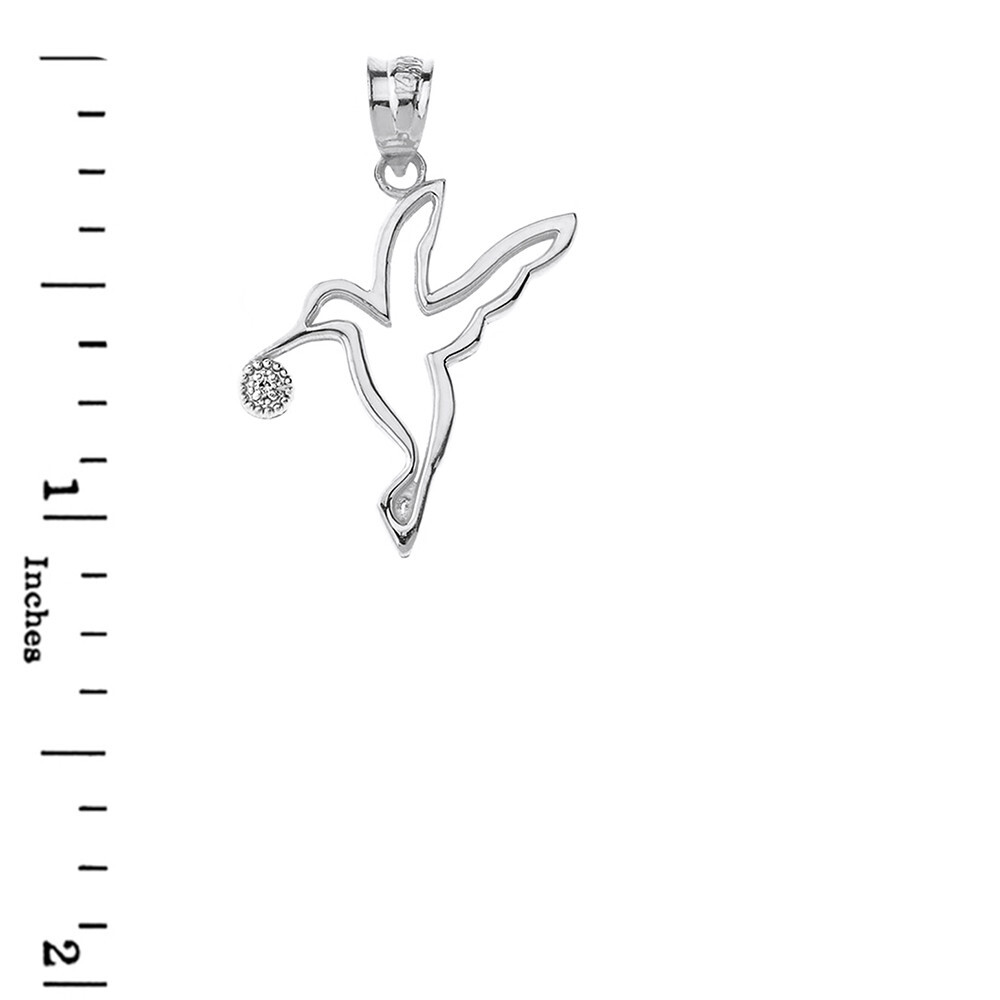 Hummingbird Outline Solitaire Pendant Necklace in Gold (Yellow/Rose/White)
