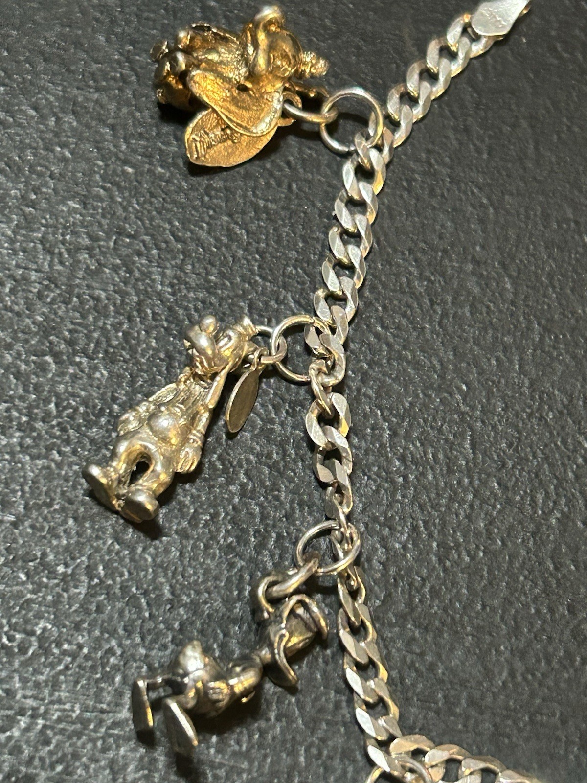 Sterling Silver Walt Disney Production Charm Bracelet 7.5 Inch