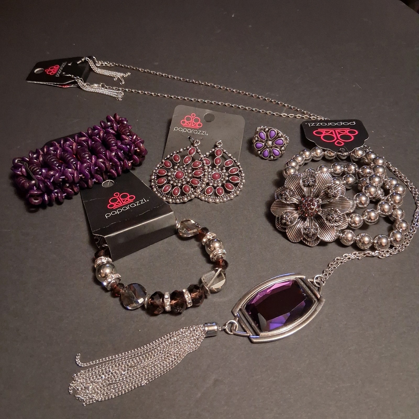 Best Pick Paparazzi-Ethereally Extravagant Purple Earrings (Color Silver Purple)