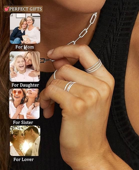 Silver Rings for Women Non Tarnish, Dainty 14K Plated Stackable 4,