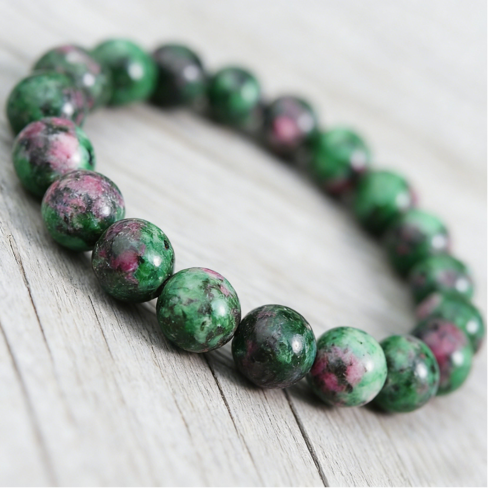 10mm Ruby Zoisite Beads Bracelet Natural Crystal Stretch Bracelet Christmas Gift
