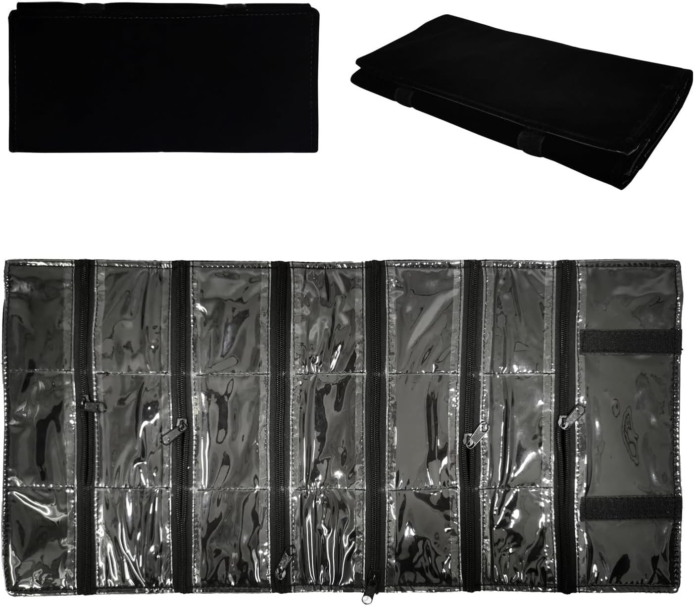 Travel Jewelry Roll Bag Portable Organizer Pouch W/ Grids&PVC Cover Storage Bags