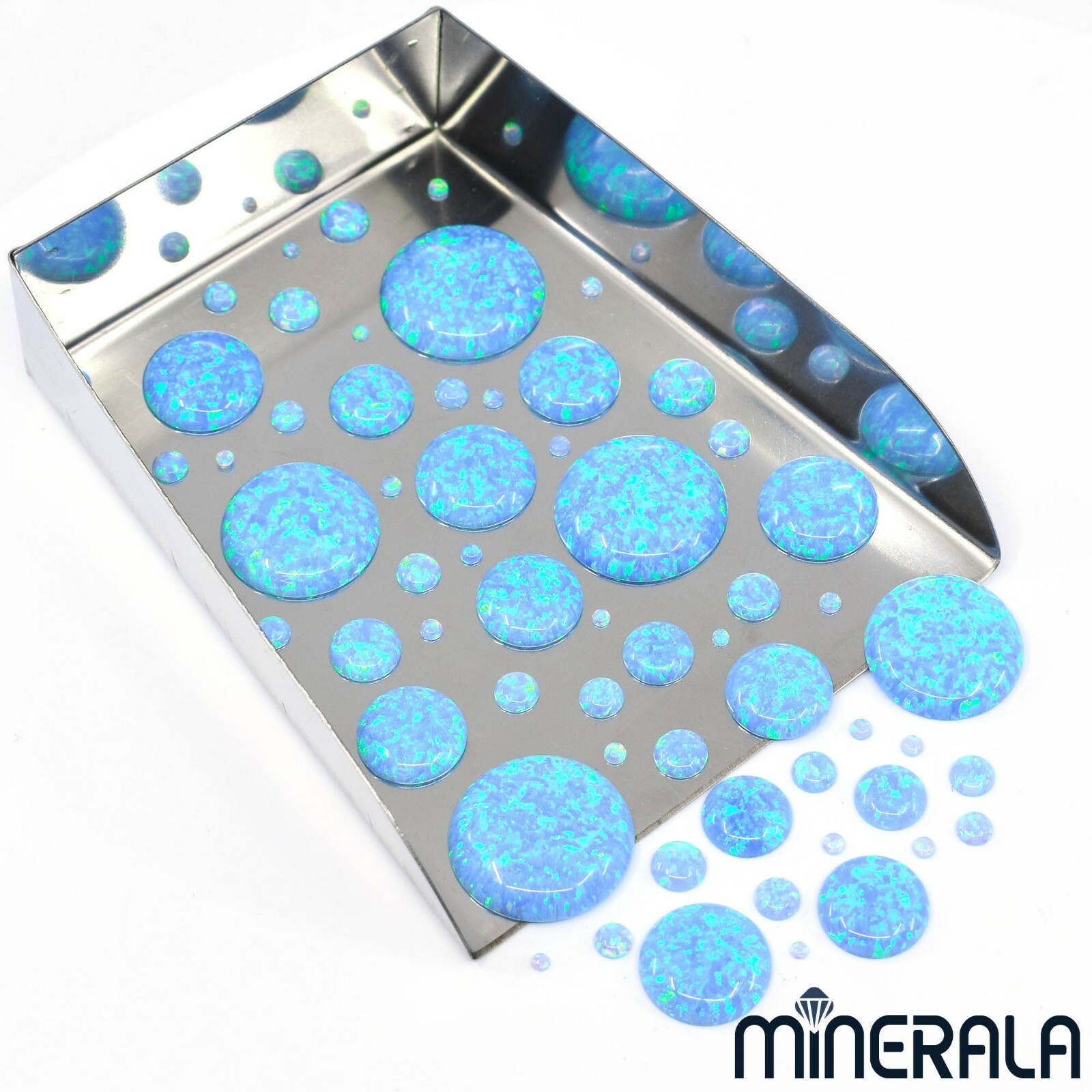 SKY BLUE SYNTHETIC LAB CREATED OPAL ROUND SHAPE CABOCHON 1.25mm-20mm WP00064
