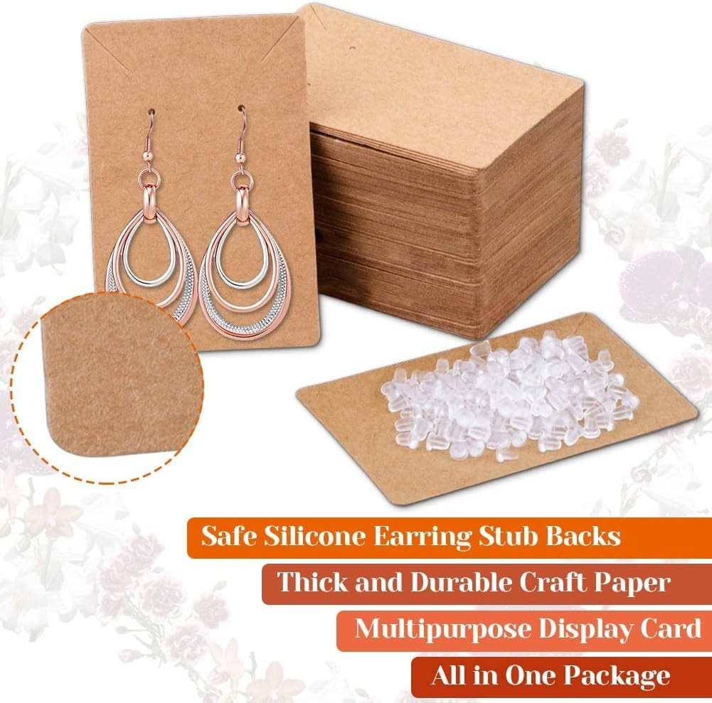 Earring Display Cards 100 Pcs Kraft 3.5×2.4 Inches