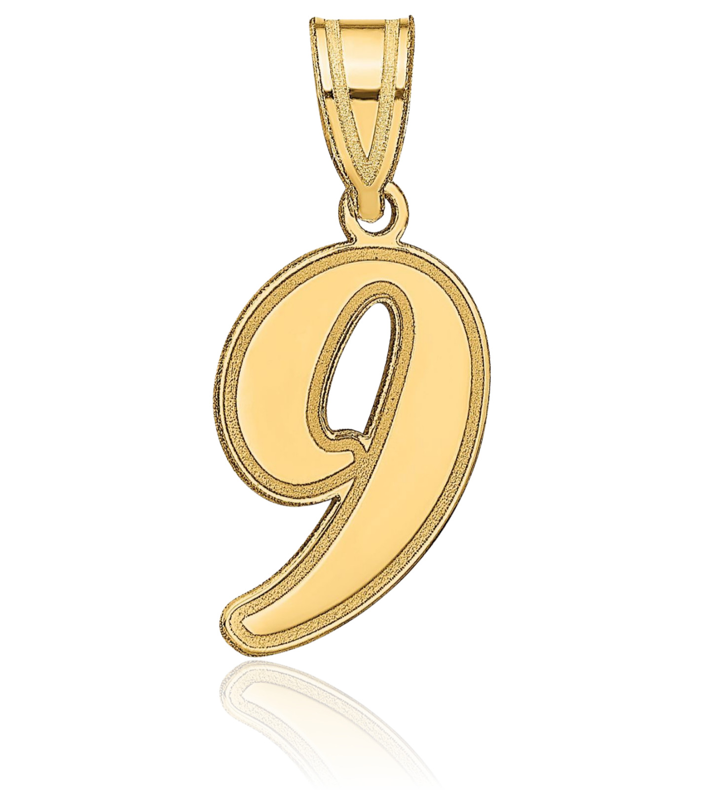14K Solid Yellow Gold Small Number 9 Pendant Necklace 17.95mm 3/4 inch