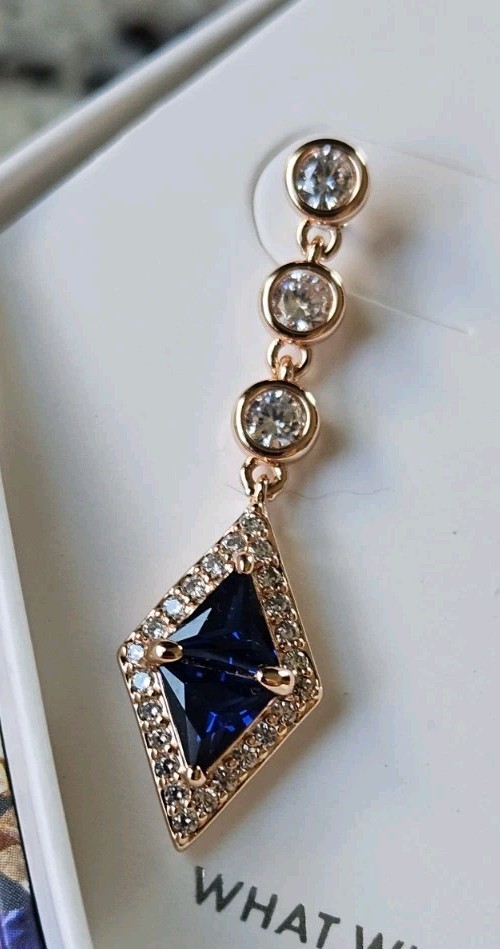 BP SEPTEMBER BDAY EARRINGS RBP8171 “Starlight Wonders” LC Sapphire On Rose Gold