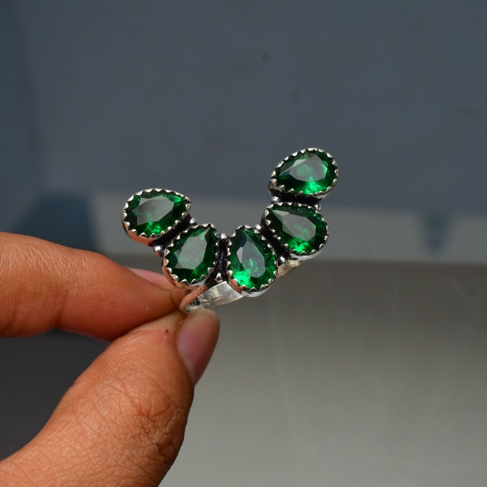 Chrome Diopside Gemstone 925 Sterling Silver Handmade Jewelry Ring All Size