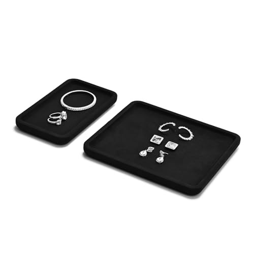 Microfiber Jewelry Display Flat Tray for Rings Earrings 20 * 18 * 1.5cm Black
