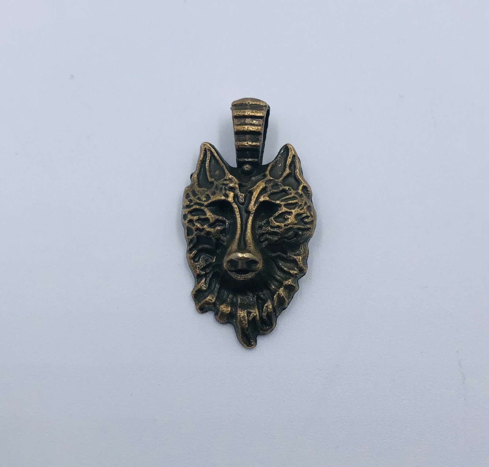 2 Wolf Head Charms Crafting Craft Metal Pendant Animal Bronze Tone 1.8″ Inch
