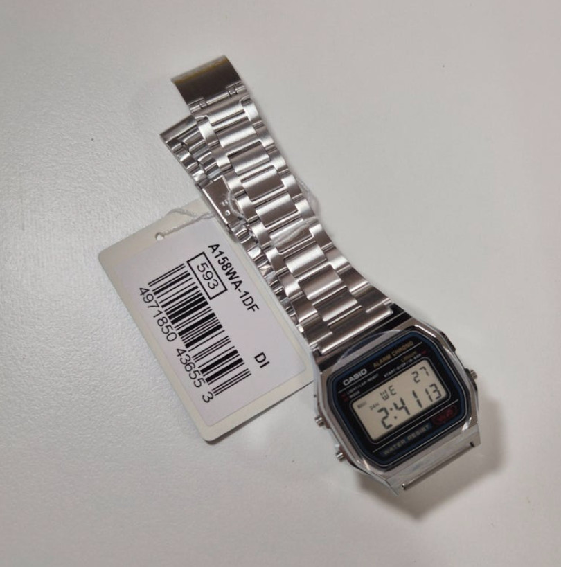 Casio A-158WA-1 Classic Silver Digital Watch Stainless Steel Unisex Retro Authen