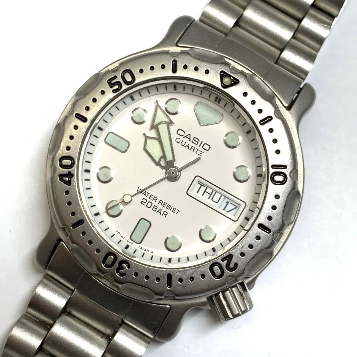 CASIO MD-705 Vintage Analog Watch White Dial Quartz Japan Used Tested