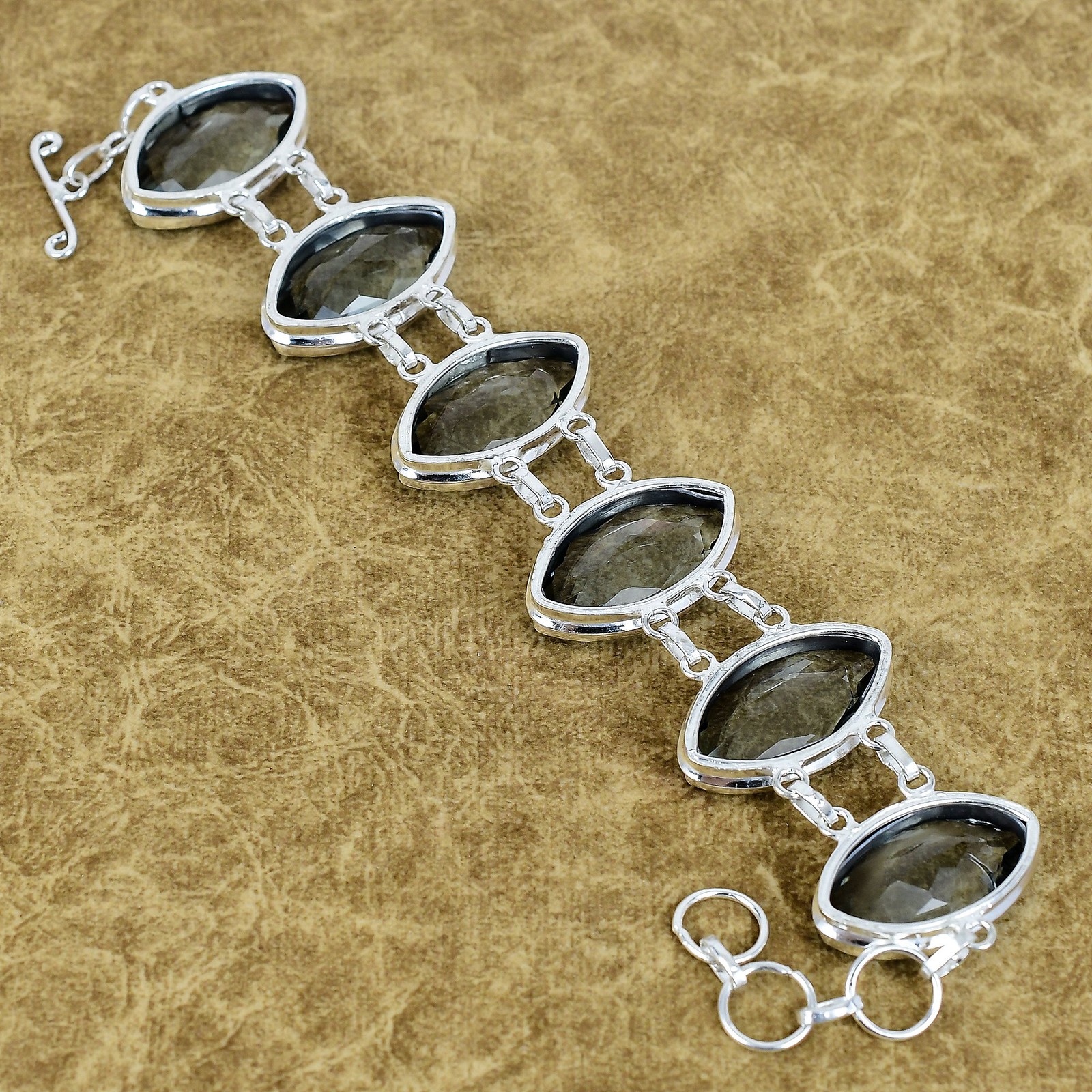 Natural Alexandrite Gemstone Bracelet 925 Sterling Silver Gift Marquise Jewelry