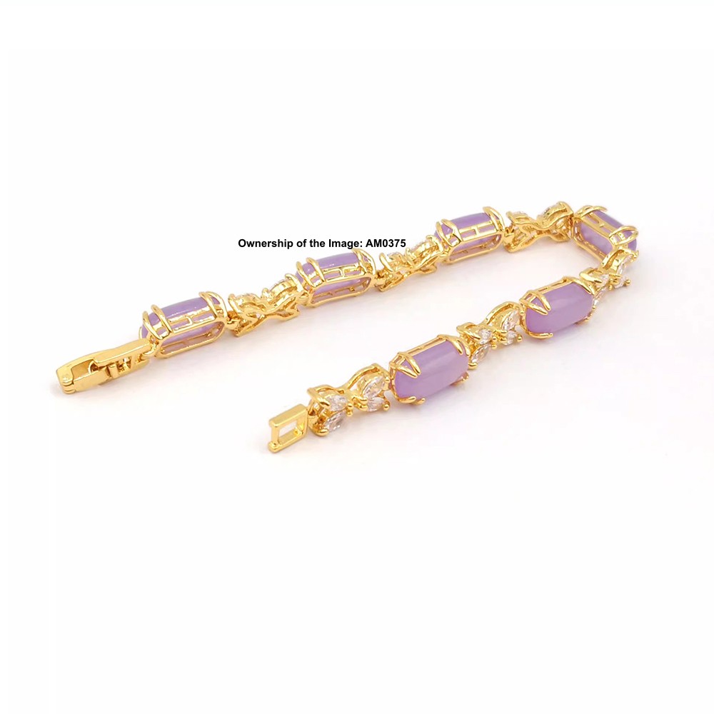 NEW Bracelet Heating Jade Yellow Plated Oval Purple Jade Bracelet Women 7.48INCH