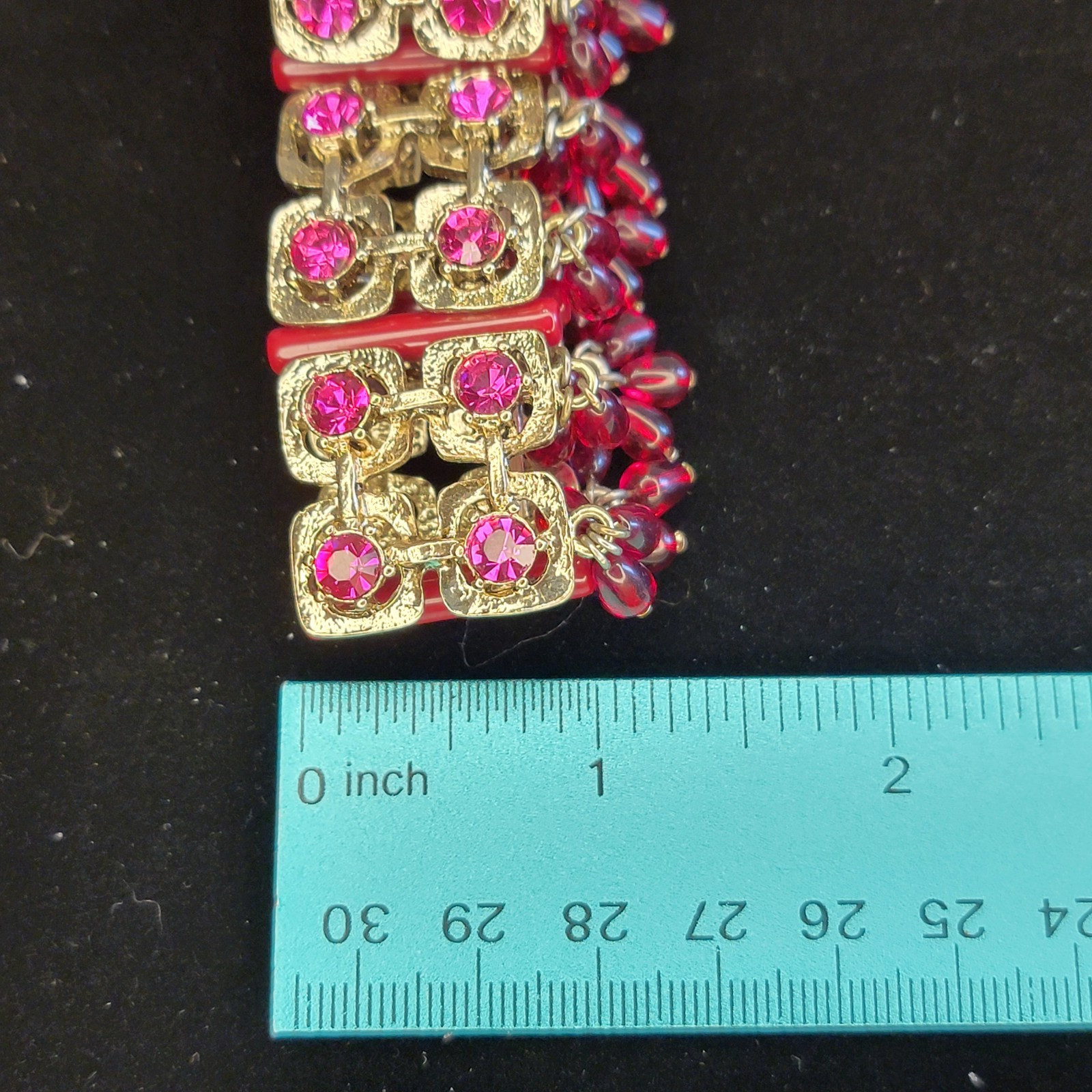 Coldwater Creek Taj Mahal Jewelry Pink Rhinestone Bracelet Earrings + Necklace